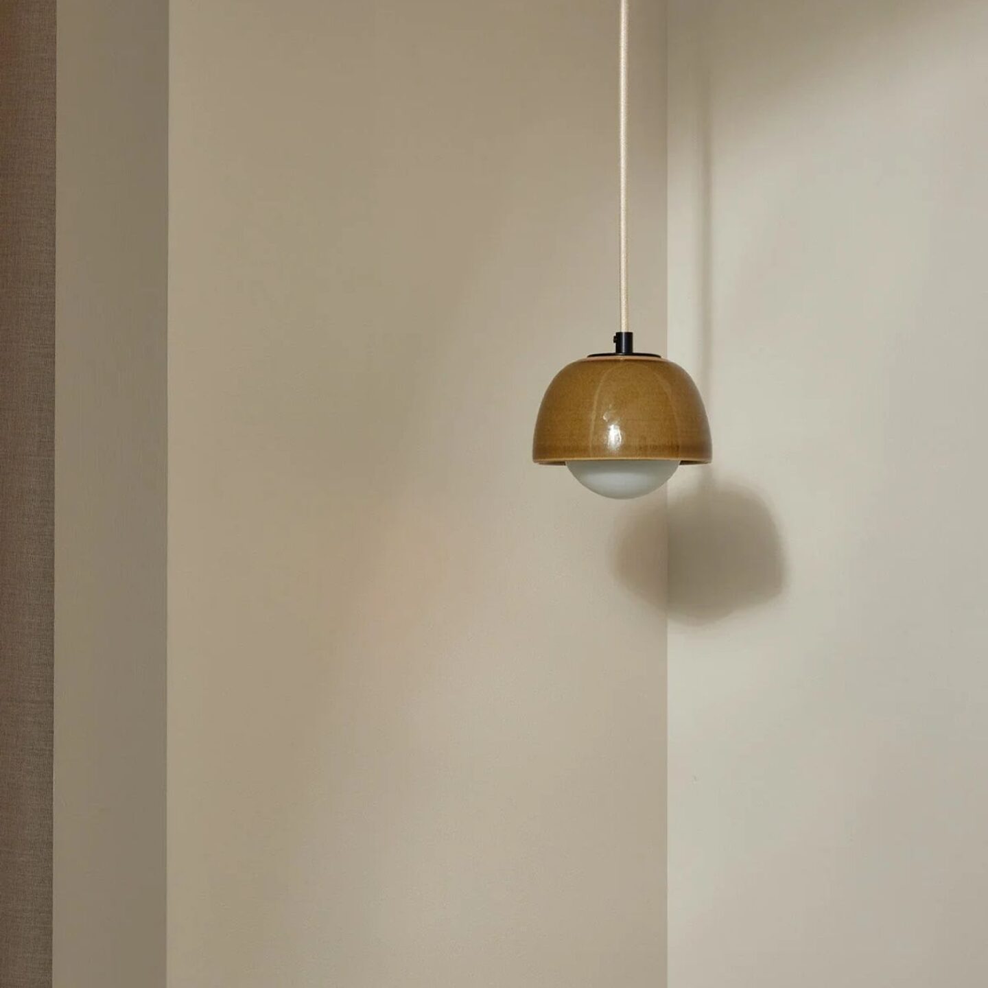 Terra 0 Pendant Light - Fabric Chartreuse, Brushed Black
